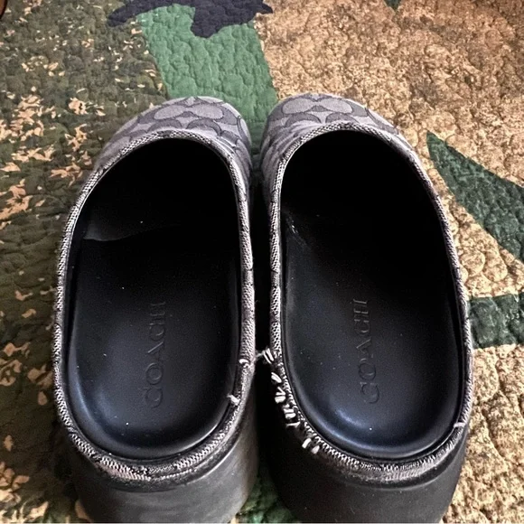 Coach Slip On Mule Gray Patterned Monogram Shoes, size 6.5 - Picture 3 of 5